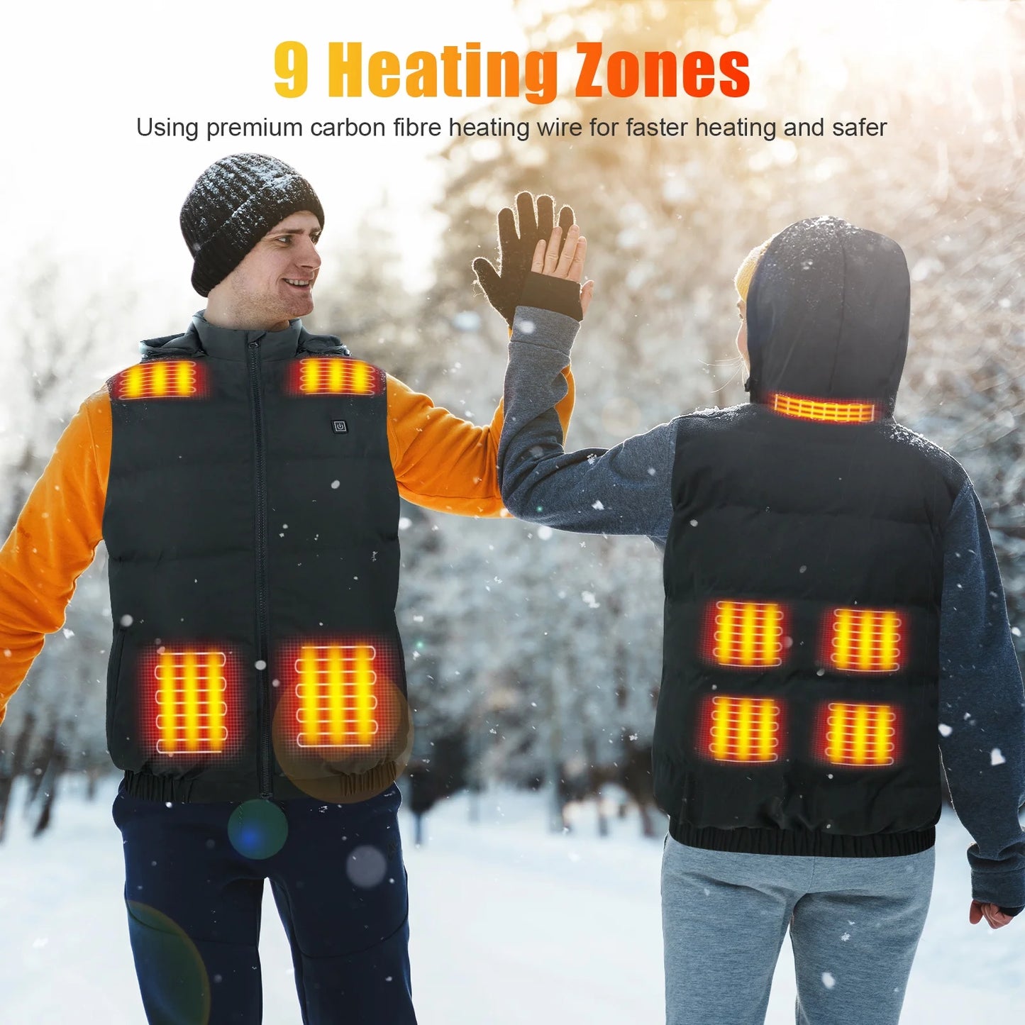 Heated Vest for Mens and Womens with 10000Mah Battery Pack, Detachable Heated Hood Heating Clothing, 3 Temperature Levels Electrically Heated Jacket, Szie XL